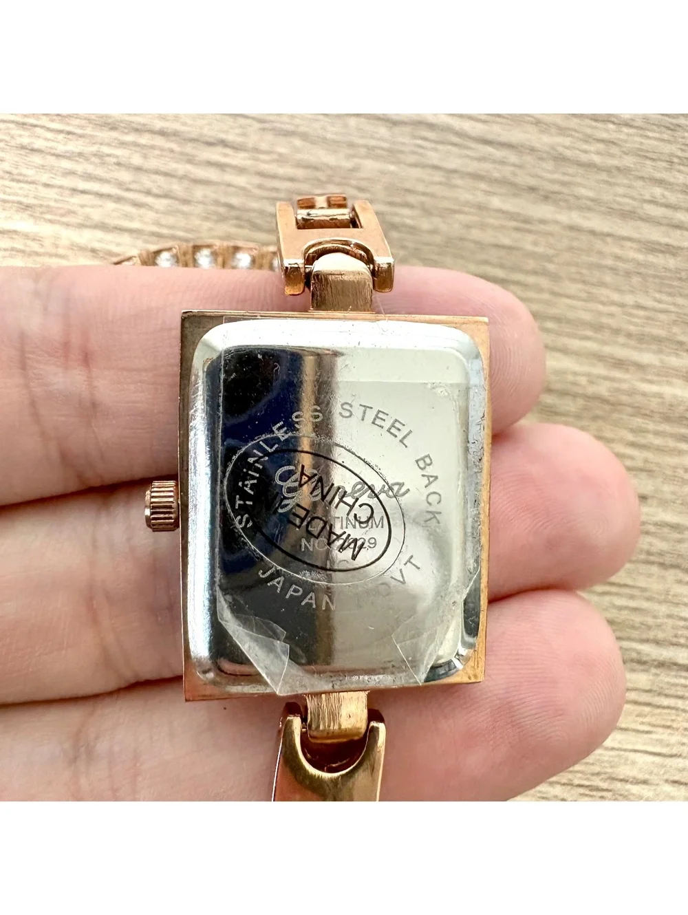 Geneva Rose Gold Tone Wrap Bracelet Watch Rhinestone Mother of Pearl Japan